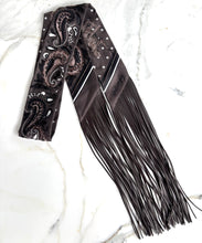 Load image into Gallery viewer, HERMES FRINGED BEADED TWILLY SILK LEATHER FRINGE LES GUEPARDS