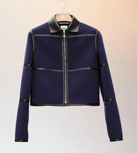 Load image into Gallery viewer, HERMES TATERSAL CASHMERE LAMB LEATHER NAVY BLUE JACKET NEW