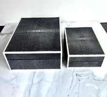 Load image into Gallery viewer, SHAGREEN GALUCHAT STINGRAY SET OF 2 VINTAGE BOXES ART DECO STYLE