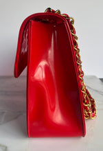 Load image into Gallery viewer, CHANEL 1995 RED PATENT PVC RUNWAY MAXI JUMBO VINTAGE BAG