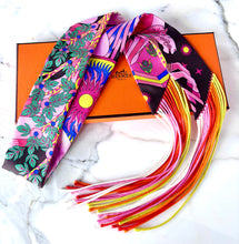 Load image into Gallery viewer, HERMES RARE PINK FRINGED SILK TWILLY LA SOURCE DE PEGASE