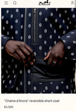 Load image into Gallery viewer, HERMES NAVY BLUE CHAÎNE D’ANCRE REVERSIBLE PARKA JACKET QUILTED COAT