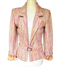 Load image into Gallery viewer, CHANEL 2001 LESAGE PINK TWEED JACKET BELT w/ EXTRAVAGANT COCO LINING