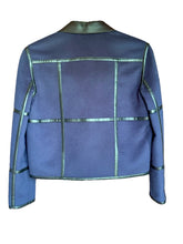 Load image into Gallery viewer, HERMES TATERSAL CASHMERE LAMB LEATHER NAVY BLUE JACKET NEW