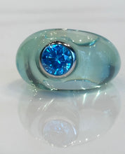 Load image into Gallery viewer, BON BON RING BABY BLUE RESIN WITH BLUE CZ