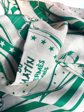 Load image into Gallery viewer, HERMES GREEN LA PROMENADE DU MATIN CASHMERE SILK SHAWL NEW WITH TAGS