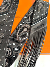 Load image into Gallery viewer, HERMES FRINGED BEADED TWILLY SILK LEATHER FRINGE LES GUEPARDS