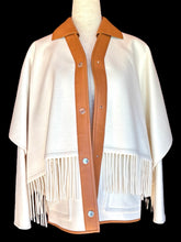 Load image into Gallery viewer, HERMES FRINGE DOUBLE FACE CASHMERE LAMBSKIN JACKET COAT PONCHO CAPE $10,000