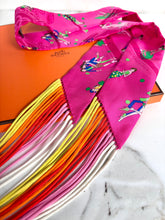 Load image into Gallery viewer, HERMES SILK FRINGED TWILLY PINK EX-LIBRIS LES PARISIENNES