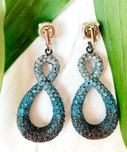 Load image into Gallery viewer, FRENCH DISCO MASSIVE OMBRÉ BLUE GLITTER DANGLE EARRINGS