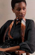 Load image into Gallery viewer, HERMES SET OF 2 FESTIVAL DES AMAZONES BANDANA SILK LEATHER FRINGE TWILLY BARENIA
