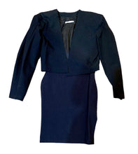 Load image into Gallery viewer, NULLE PART AILLEURS BAUDURET 1980s ICONIC BLACK TUXEDO JACKET SKIRT SET