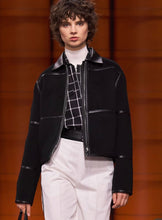 Load image into Gallery viewer, HERMES TATERSAL CASHMERE LAMB LEATHER NAVY BLUE JACKET NEW
