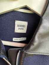 Load image into Gallery viewer, HERMES TATERSAL CASHMERE LAMB LEATHER NAVY BLUE JACKET NEW