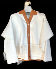 Load image into Gallery viewer, HERMES FRINGE DOUBLE FACE CASHMERE LAMBSKIN JACKET COAT PONCHO CAPE $10,000