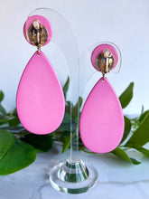 Load image into Gallery viewer, FRANCINE BRAMLI PARIS BARBIE PINK RESIN LUCITE DANGLE EARRINGS