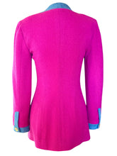 Load image into Gallery viewer, CHANEL 1991 AUTUMN HOT PINK BOUCLE TWEED DENIM JEAN CONTRAST JACKET