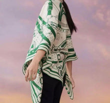 Load image into Gallery viewer, HERMES GREEN LA PROMENADE DU MATIN CASHMERE SILK SHAWL NEW WITH TAGS