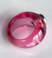 Load image into Gallery viewer, BON BON RING PINK RESIN WITH PINK CZ