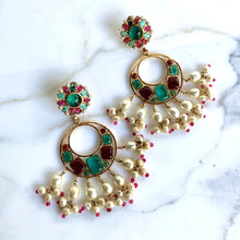 Load image into Gallery viewer, CHANEL RARE GRIPOIX MASSIVE 1994 MUGHAL "DANCING" DANGLE HOOP EARRINGS