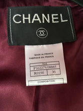 Load image into Gallery viewer, CHANEL 2000 BUGUNDY SEQUINS LESAGE NAVY TWEED JACKET