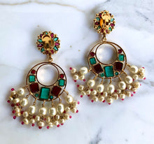 Load image into Gallery viewer, CHANEL RARE GRIPOIX MASSIVE 1994 MUGHAL "DANCING" DANGLE HOOP EARRINGS