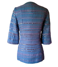 Load image into Gallery viewer, CHANEL 2000 BUGUNDY SEQUINS LESAGE NAVY TWEED JACKET