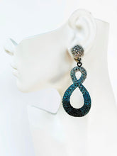 Load image into Gallery viewer, FRENCH DISCO MASSIVE OMBRÉ BLUE GLITTER DANGLE EARRINGS