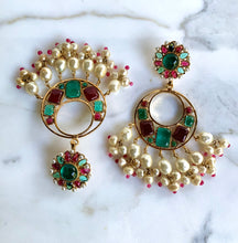 Load image into Gallery viewer, CHANEL RARE GRIPOIX MASSIVE 1994 MUGHAL "DANCING" DANGLE HOOP EARRINGS