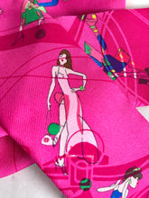 Load image into Gallery viewer, HERMES SILK FRINGED TWILLY PINK EX-LIBRIS LES PARISIENNES