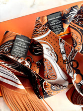 Load image into Gallery viewer, HERMES SET OF 2 FESTIVAL DES AMAZONES BANDANA SILK LEATHER FRINGE TWILLY BARENIA
