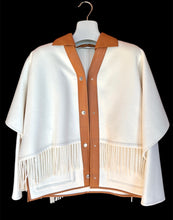 Load image into Gallery viewer, HERMES FRINGE DOUBLE FACE CASHMERE LAMBSKIN JACKET COAT PONCHO CAPE $10,000