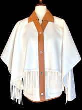 Load image into Gallery viewer, HERMES FRINGE DOUBLE FACE CASHMERE LAMBSKIN JACKET COAT PONCHO CAPE $10,000