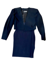 Load image into Gallery viewer, NULLE PART AILLEURS BAUDURET 1980s ICONIC BLACK TUXEDO JACKET SKIRT SET