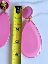 Load image into Gallery viewer, FRANCINE BRAMLI PARIS BARBIE PINK RESIN LUCITE DANGLE EARRINGS