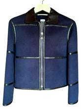 Load image into Gallery viewer, HERMES TATERSAL CASHMERE LAMB LEATHER NAVY BLUE JACKET NEW