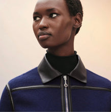 Load image into Gallery viewer, HERMES TATERSAL CASHMERE LAMB LEATHER NAVY BLUE JACKET NEW