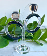Load image into Gallery viewer, FRANCINE BRAMLI PARIS RESIN LUCITE MIRROR OMBRÉ HOOP CLIP ON EARRINGS