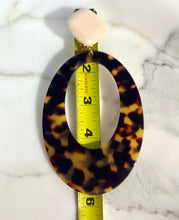 Load image into Gallery viewer, FRANCINE BRAMLI TORTOISE LUCITE RESIN 5.7 inch CLIP EARRINGS