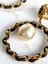 Load image into Gallery viewer, CHANEL XXL 1992 GRIPOIX PEARL LEATHER HOOP EARRINGS