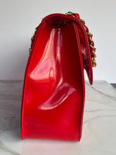 Load image into Gallery viewer, CHANEL 1995 RED PATENT PVC RUNWAY MAXI JUMBO VINTAGE BAG