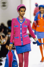 Load image into Gallery viewer, CHANEL 1991 AUTUMN HOT PINK BOUCLE TWEED DENIM JEAN CONTRAST JACKET