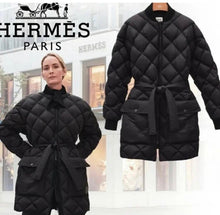 Load image into Gallery viewer, HERMÈS LONG DIAMOND QUILTED DOWN PUFFER COAT JACKET NEW $4,425