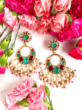 Load image into Gallery viewer, CHANEL RARE GRIPOIX MASSIVE 1994 MUGHAL "DANCING" DANGLE HOOP EARRINGS