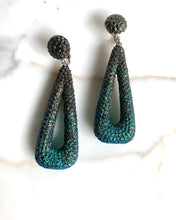 Load image into Gallery viewer, FRENCH DISCO MASSIVE OMBRÉ GREEN GLITTER DANGLE EARRINGS