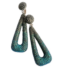 Load image into Gallery viewer, FRENCH DISCO MASSIVE OMBRÉ GREEN GLITTER DANGLE EARRINGS