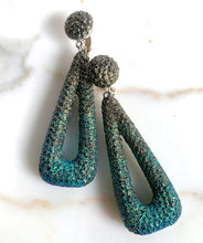 Load image into Gallery viewer, FRENCH DISCO MASSIVE OMBRÉ GREEN GLITTER DANGLE EARRINGS