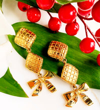 Load image into Gallery viewer, CHANEL COQUETTE BOW MATLASSÉ RARE DANGLE EARRINGS