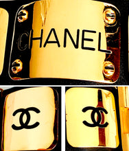 Load image into Gallery viewer, CHANEL MAGNIFICENT EXTRA WIDE LEATHER GOLD NAME PLATE PLAQUE HIPHOP CUFF BRACELET