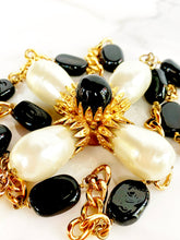Load image into Gallery viewer, IMPORTANT CHANEL PEARL AND BLACK GRIPOIX GLASS MASSIVE CROSS NECKLACE